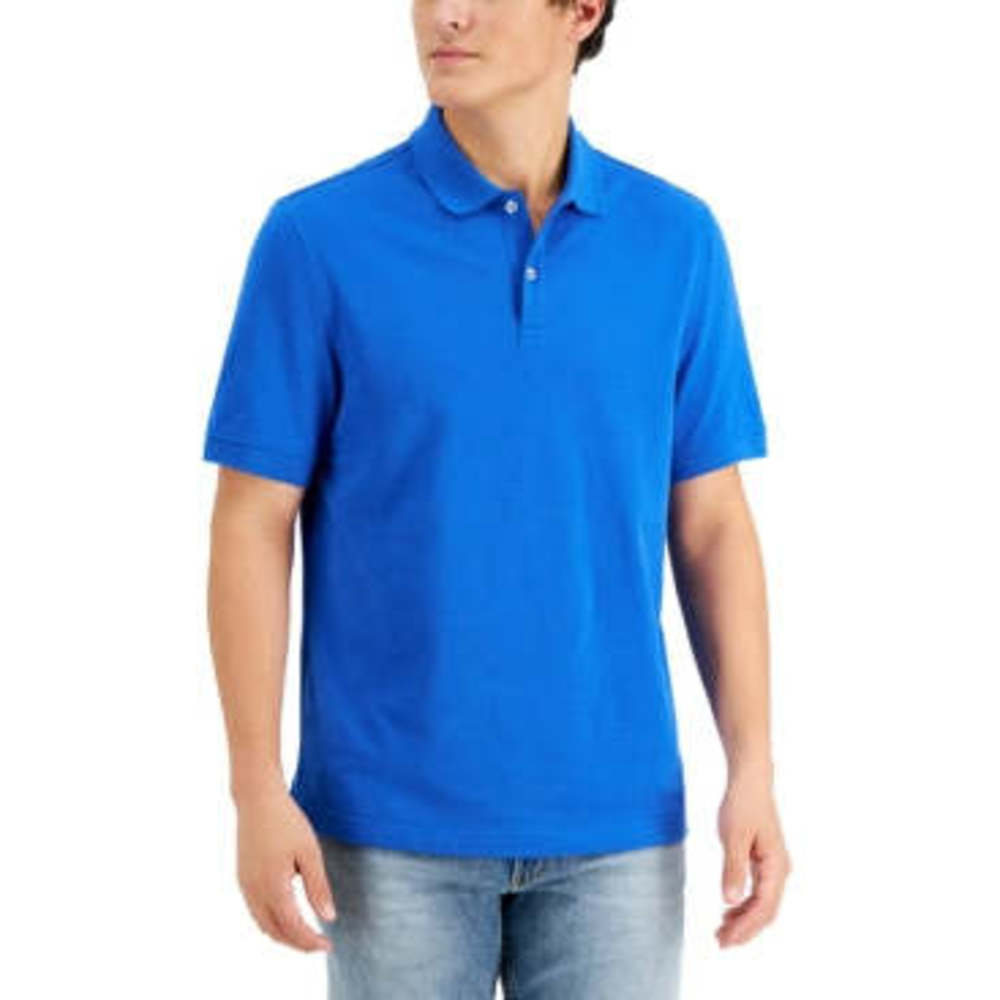 Clubroom Mens Blue Classic Fit Button Down Cotton Polo, Size Small